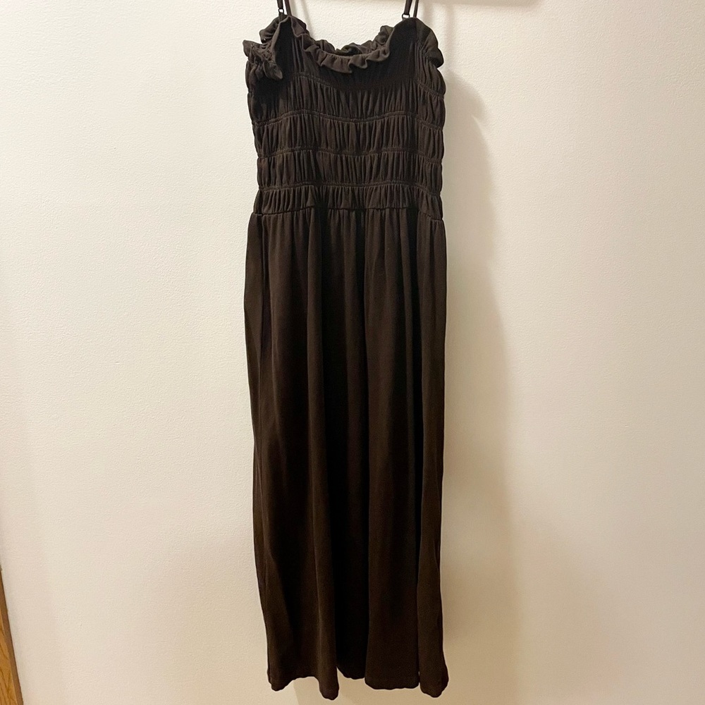 Dark Brown Smocked Summer Dress